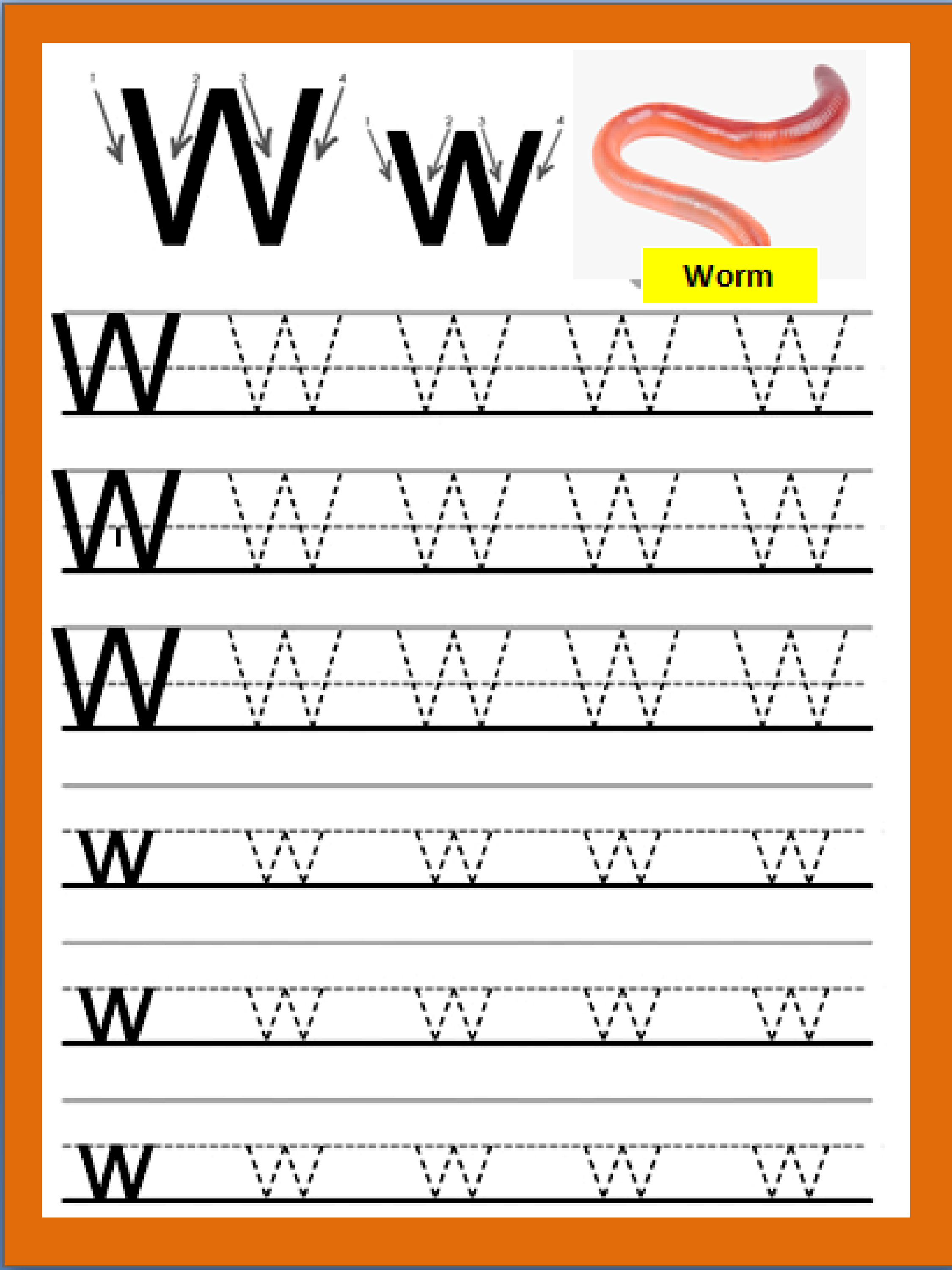 Letter Ww Handwriting Worksheets For Kids Letters For Kids Tracing 