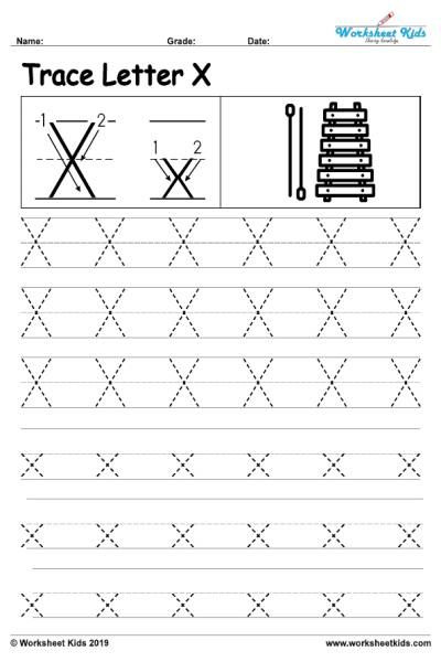 Letter X Alphabet Tracing Worksheets Letter Worksheets For Preschool 