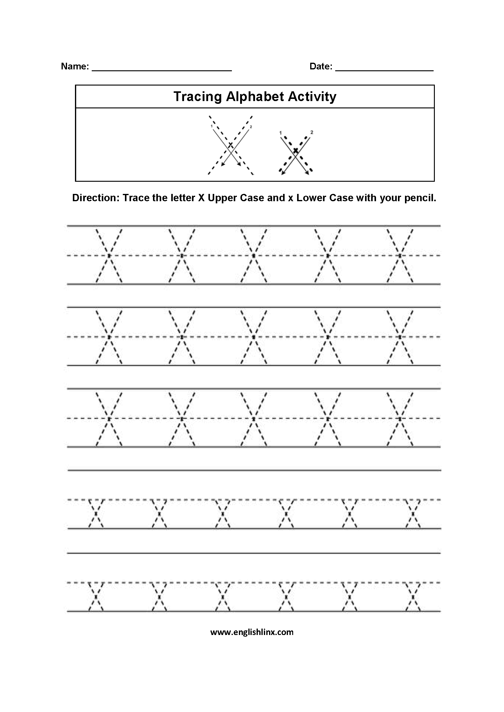 Letter X Tracing Alphabet Worksheets Tracing Alphabet Alphabet 