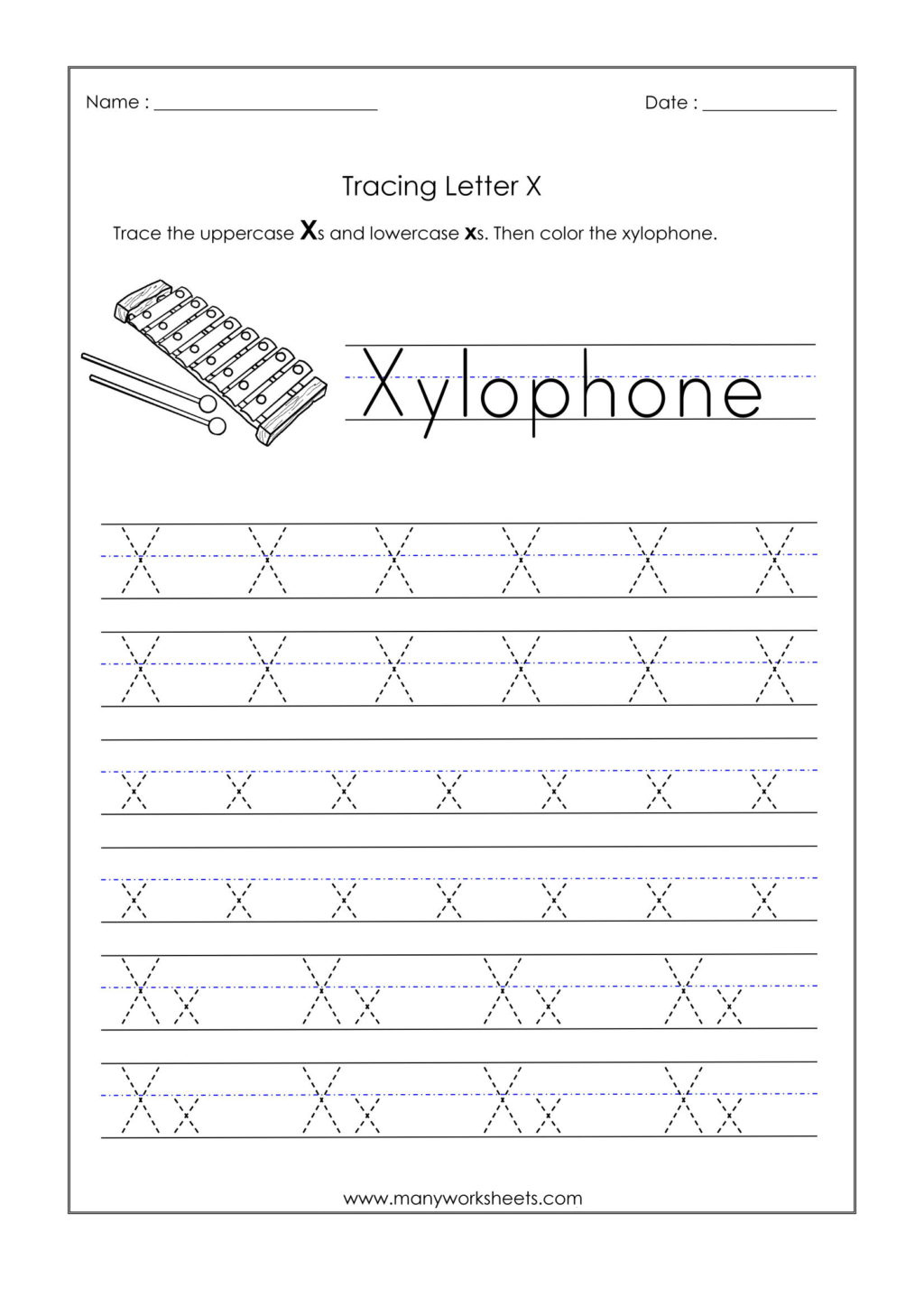 Letter X Tracing Worksheets Preschool AlphabetWorksheetsFree