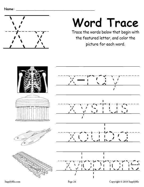 Letter X Words Alphabet Tracing Worksheet In 2020 Alphabet Tracing 