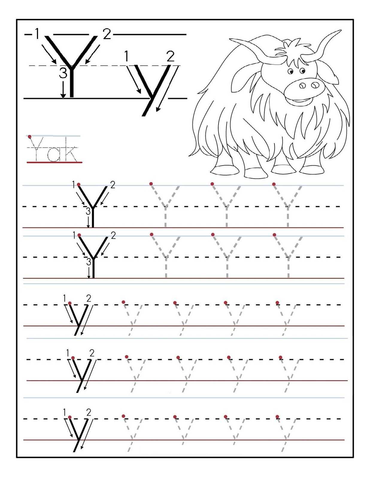 Letter Y Worksheets To Print Activity Shelter