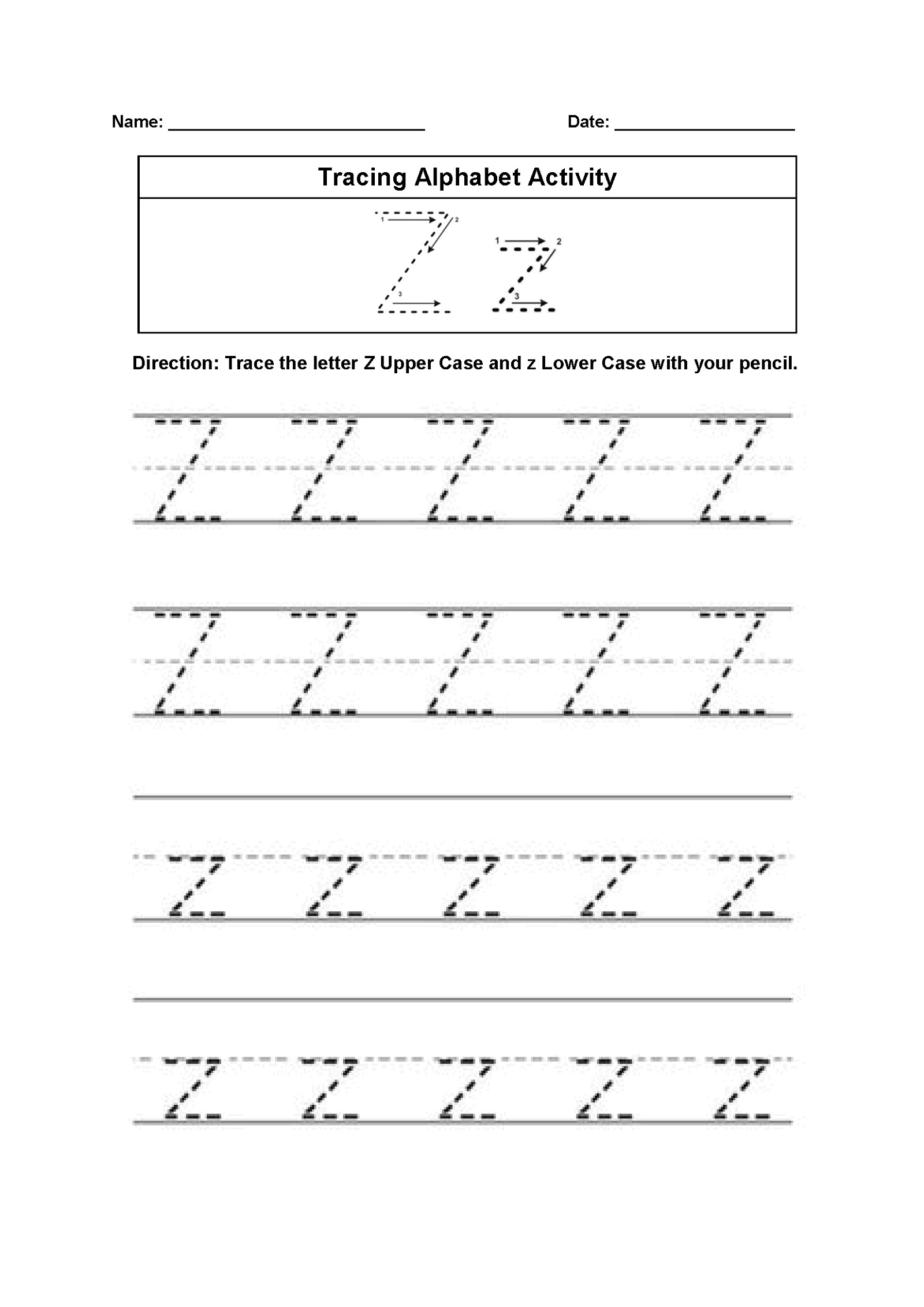 Letter Z Worksheets Alphabet 101 Activity