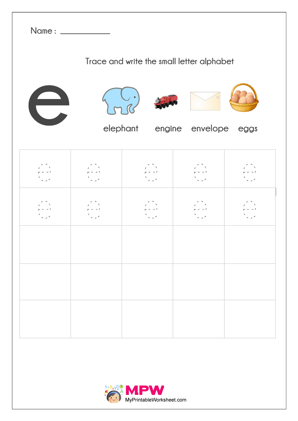 Lowercase E Tracing Worksheet AlphabetWorksheetsFree