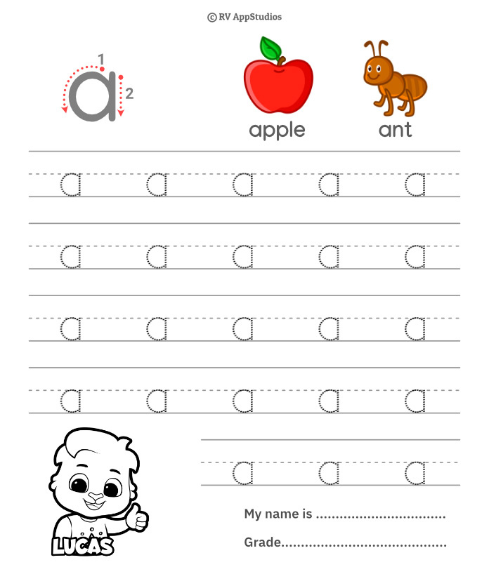 Lowercase Letter A Tracing Worksheets | Letter Tracing Worksheets