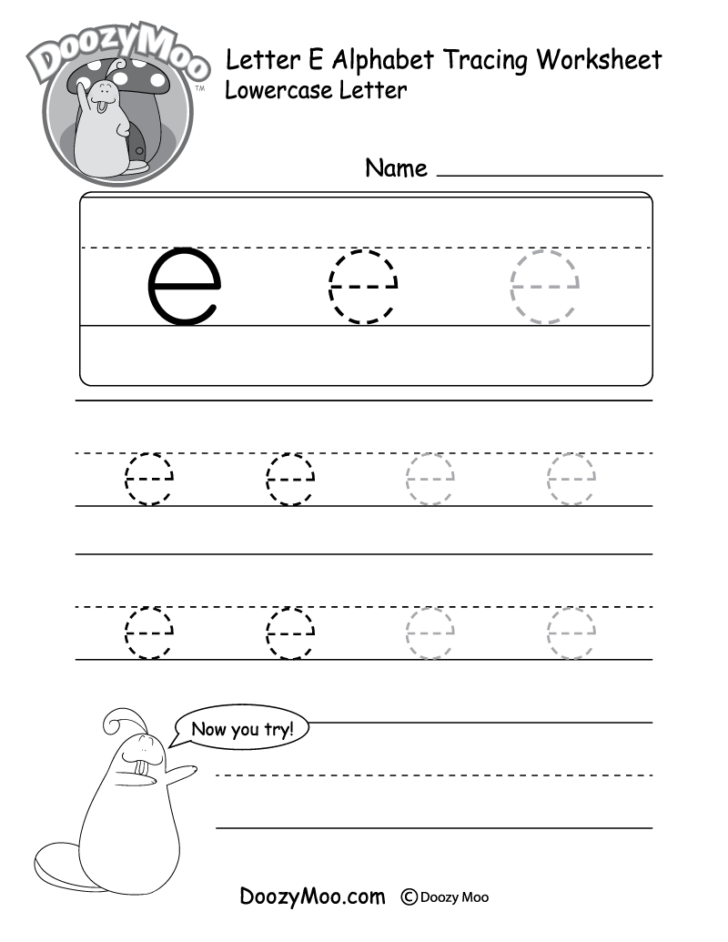 Lowercase Letter E Tracing Worksheets