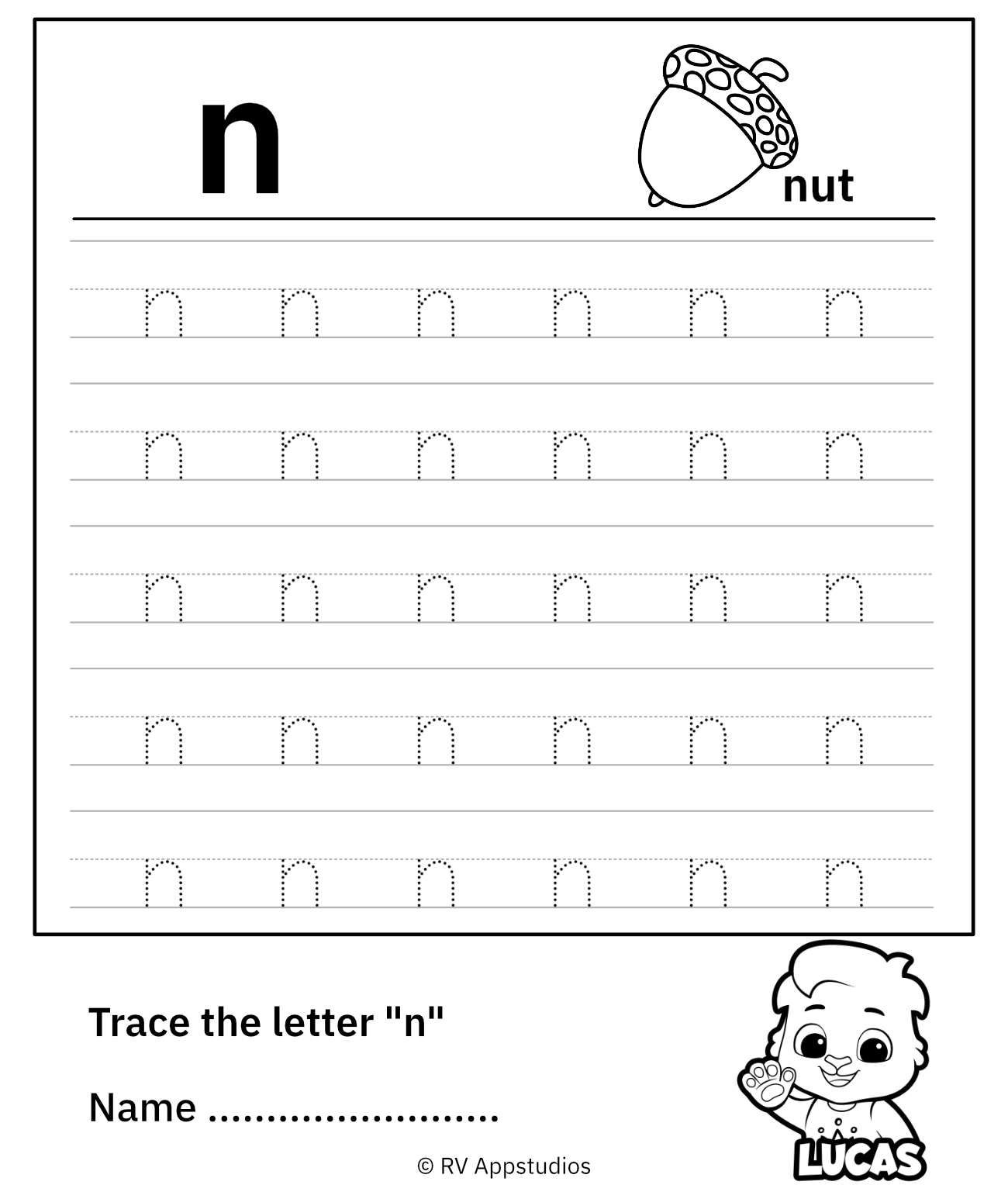 Lowercase Letter N Printable Letter N In 2021 Lower Case Letters 