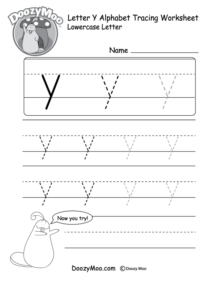 Doozymoo Lowercase Letter Y Tracing