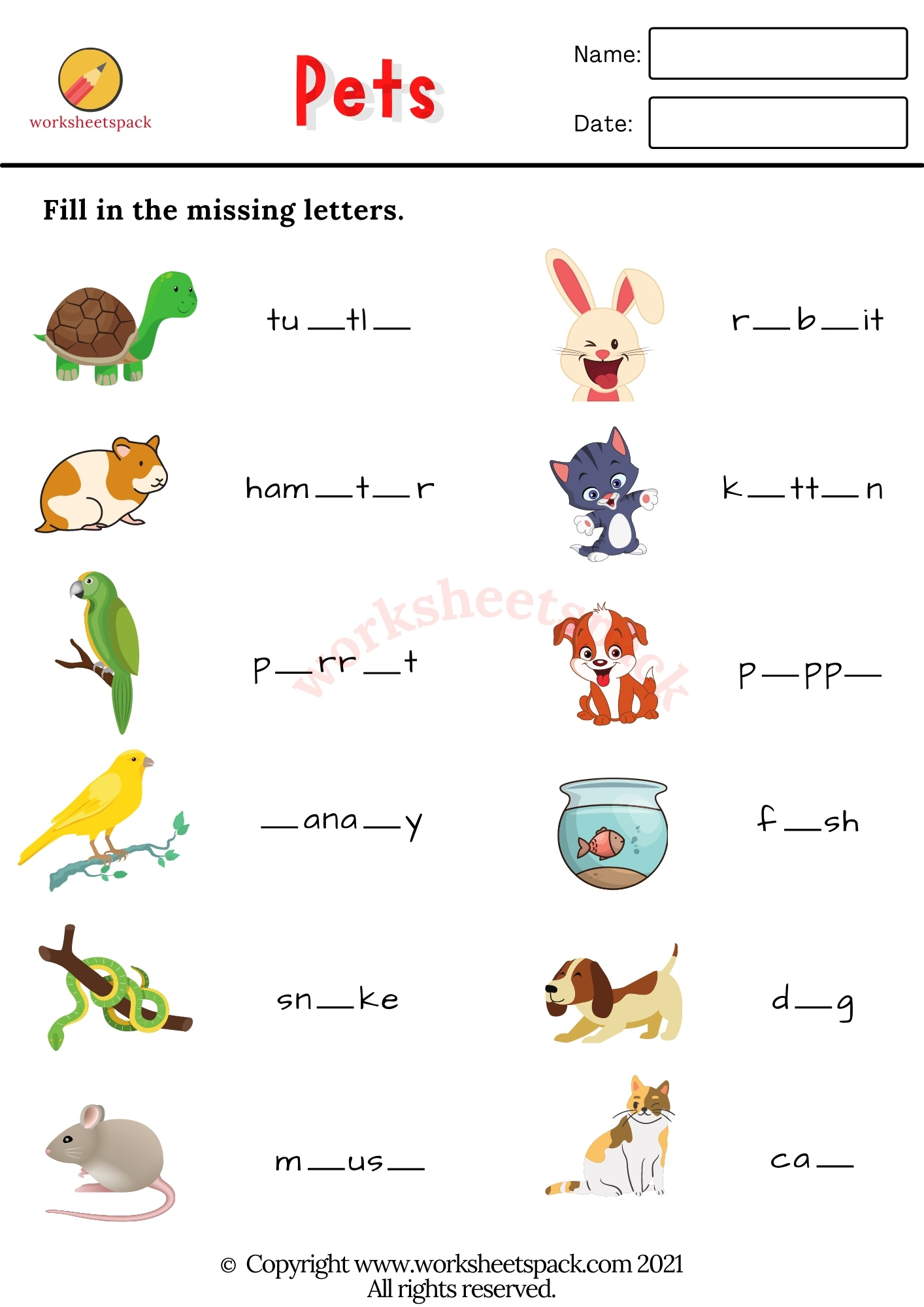 Pets Worksheets Printable And Online Worksheets Pack