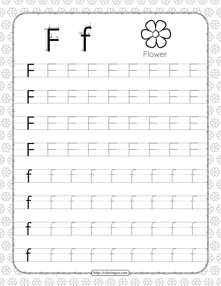 Printable Dotted Letter F Tracing Pdf Worksheet