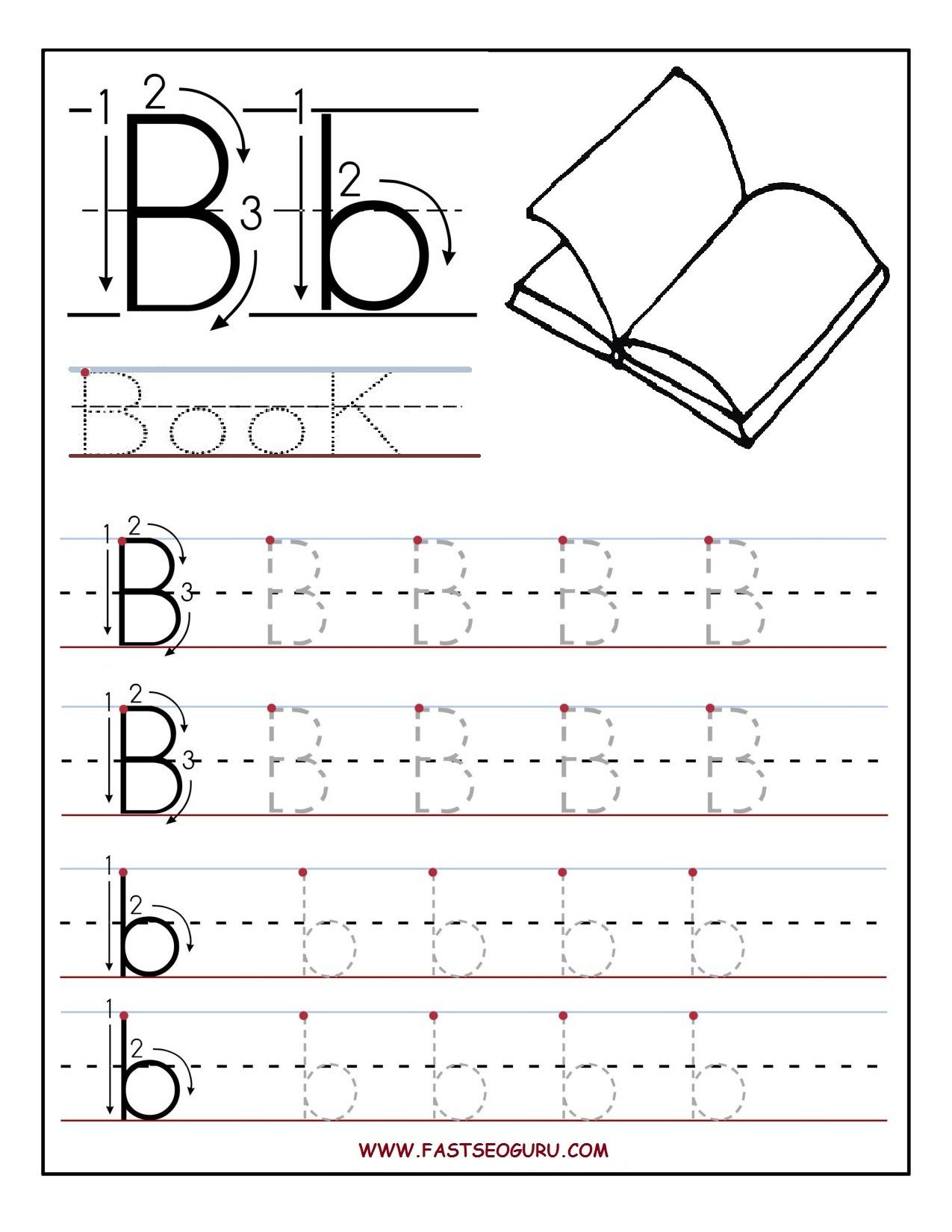 Printable Letter B Tracing Worksheets For Preschool Alphabet 