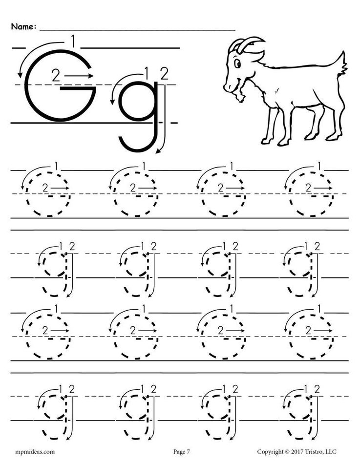 Printable Letter G Tracing Worksheet With Number And Arrow Guides 