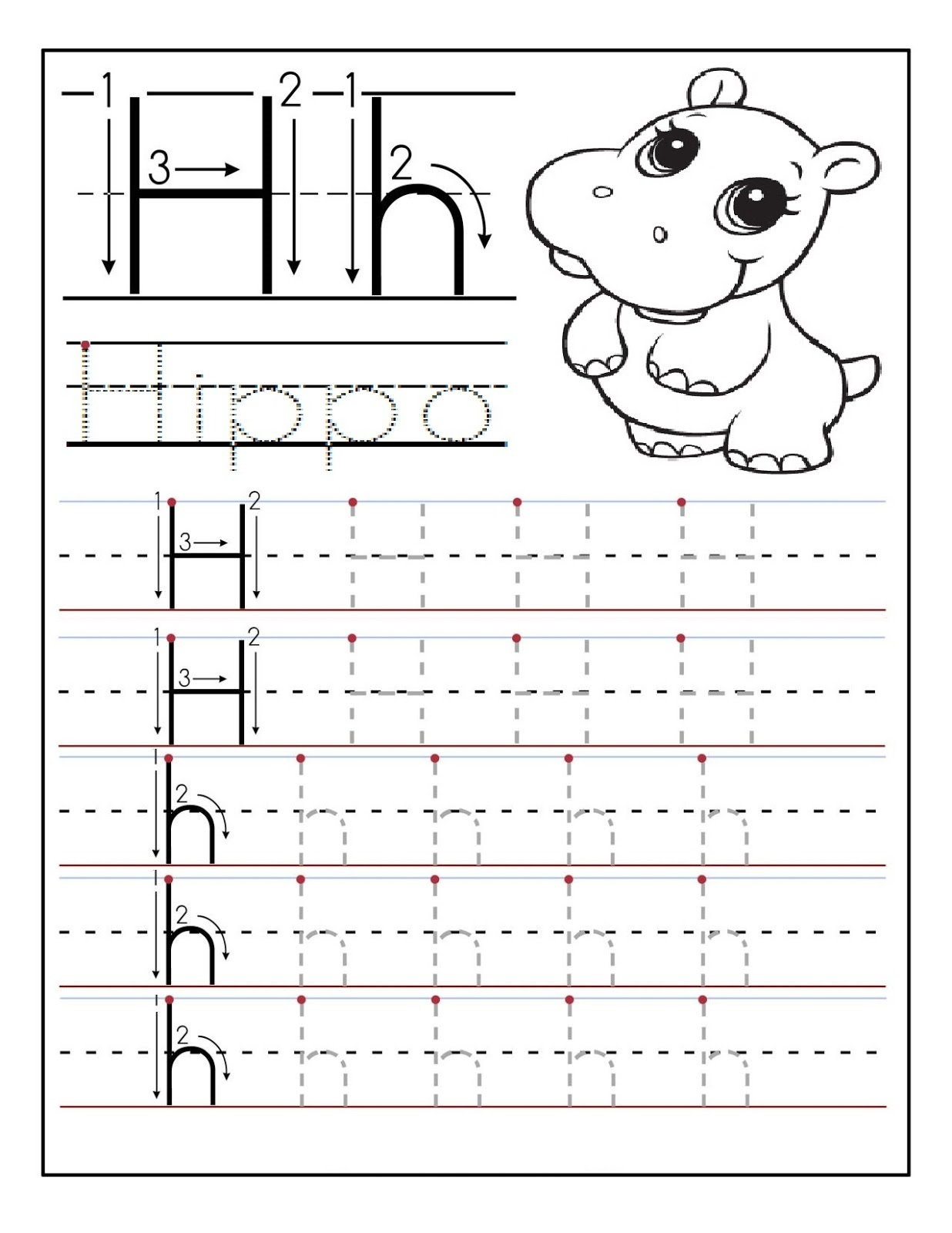 Printable Letter H Tracing Worksheets For Preschoolers Preschool Crafts