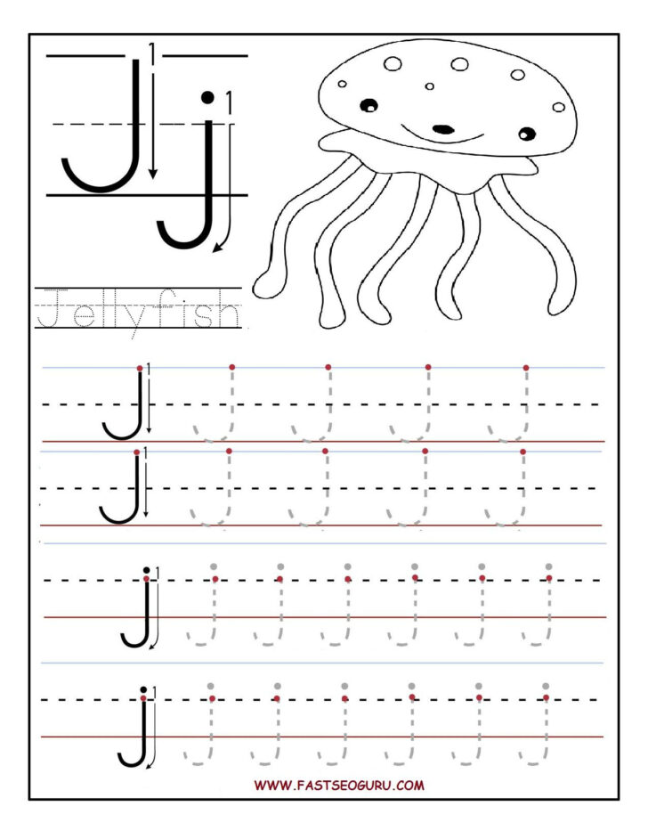 Tracing Letter J Printable Worksheets
