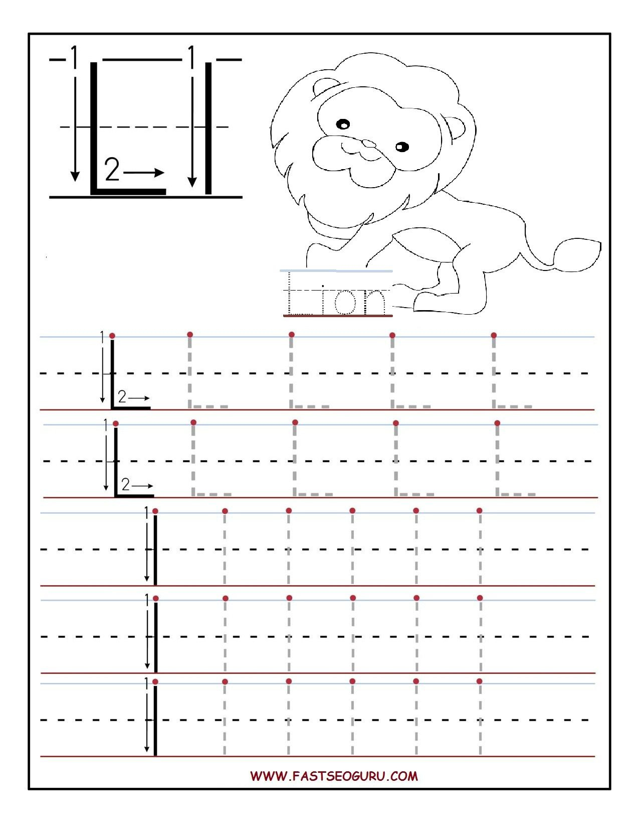 Printable Letter L Tracing Worksheets For Preschool jpg 1275 1650 