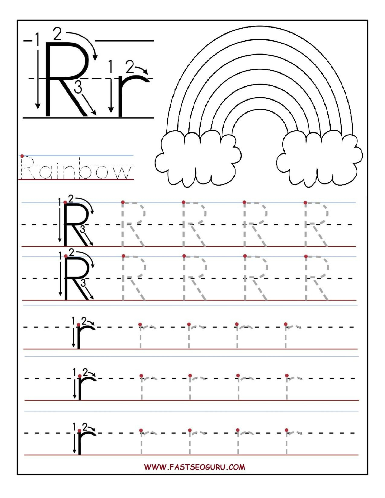 Printable Letter R Tracing Worksheets For Preschool Tracing 