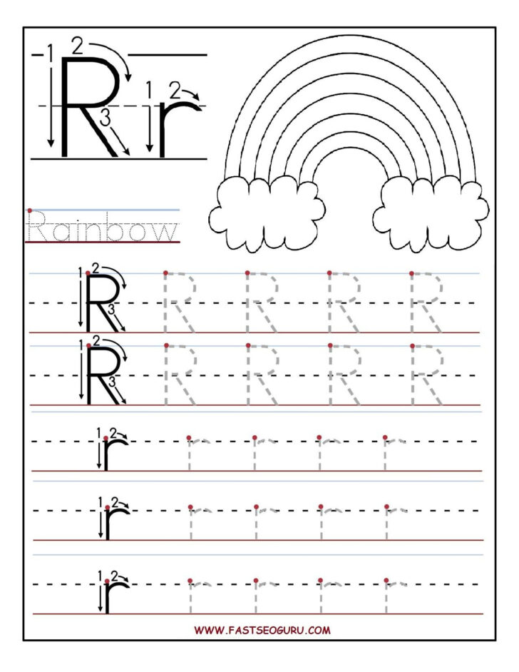 Tracing Letter R Worksheet For Preschoolers