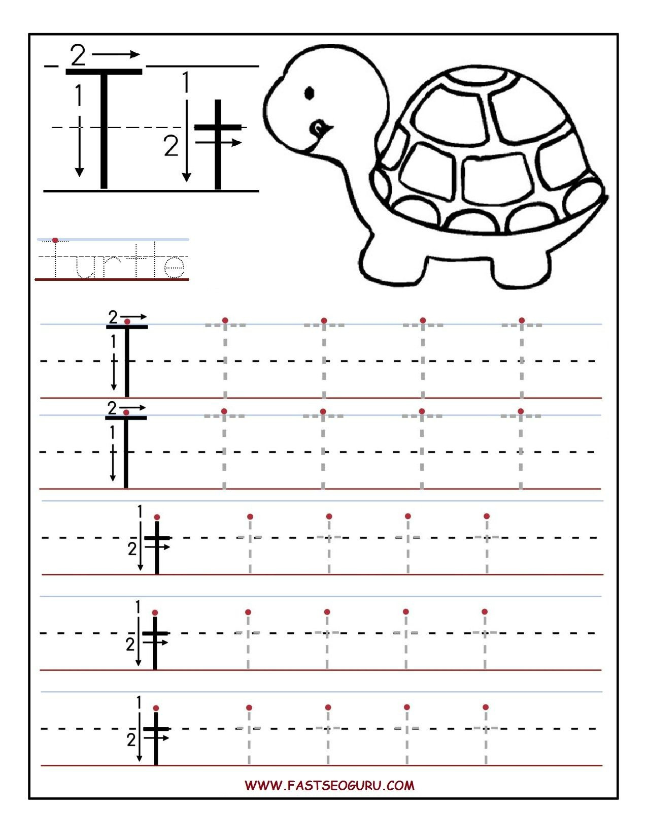 Printable Letter T Tracing Worksheets For Preschool Letter T 