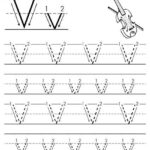 Printable Letter V Tracing Worksheet With Number And Arrow Guides