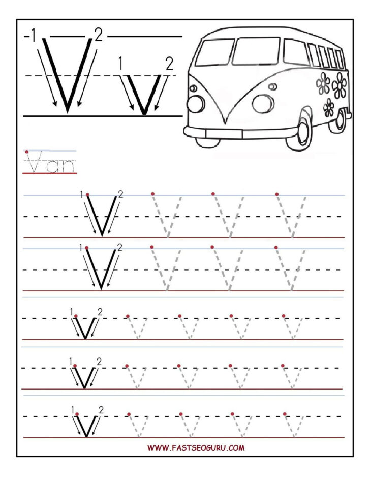 Letter V Tracing Sheet