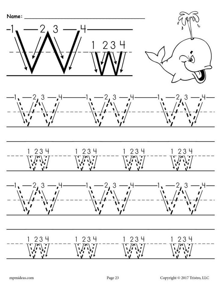 Printable Letter W Tracing Worksheet With Number And Arrow Guides 