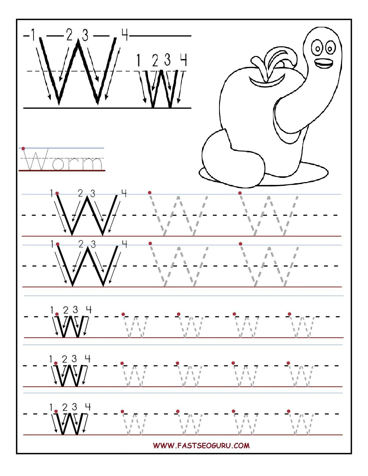 Printable Letter W Tracing Worksheets For Preschool Tracing 