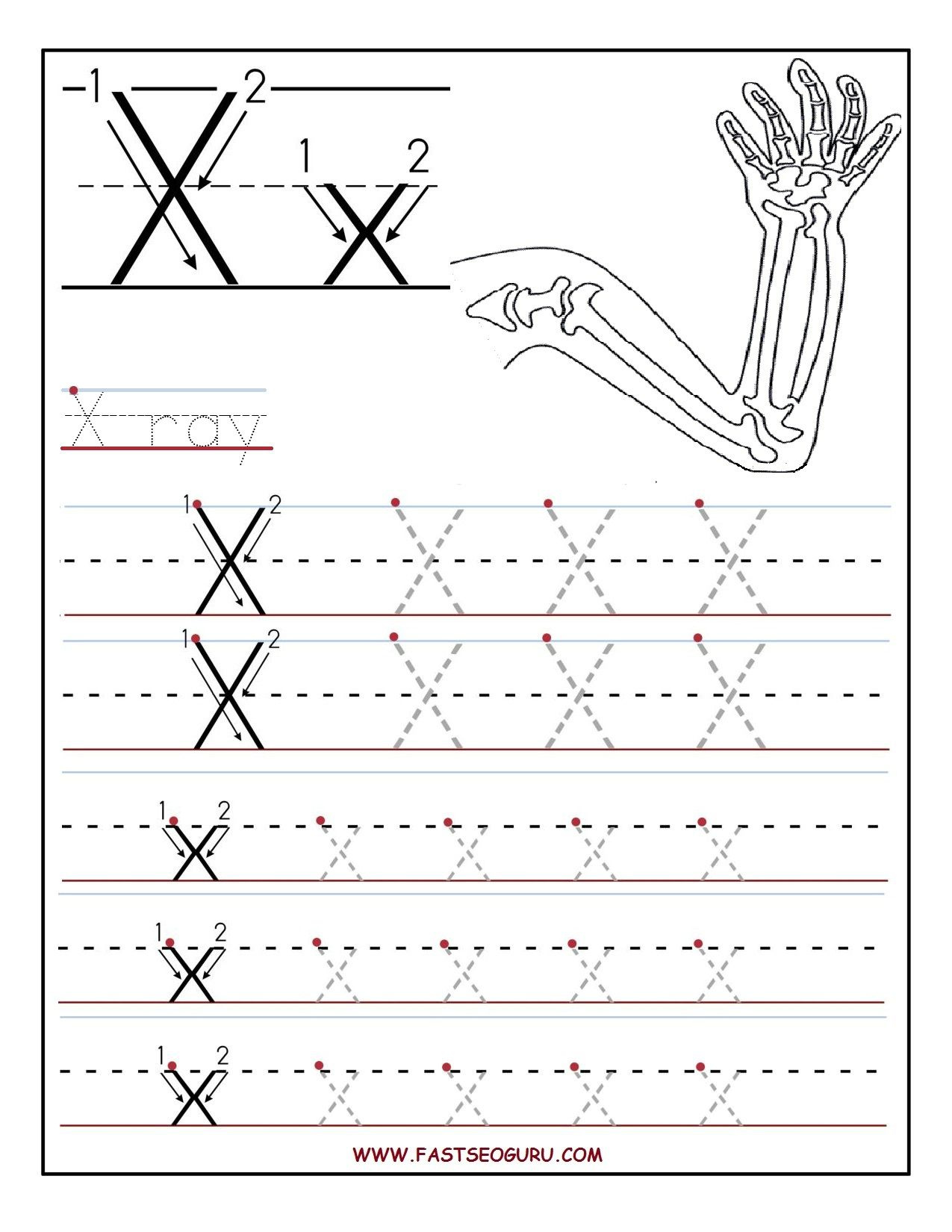 Printable Letter X Tracing Worksheets For Preschool Alphabet 