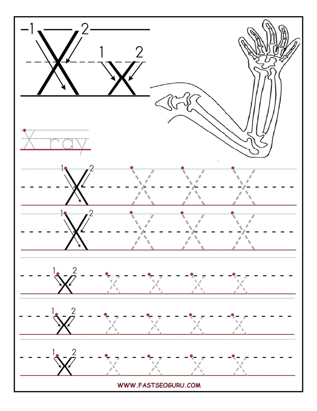 Printable Letter X Tracing Worksheets For Preschool Letter Worksheets 