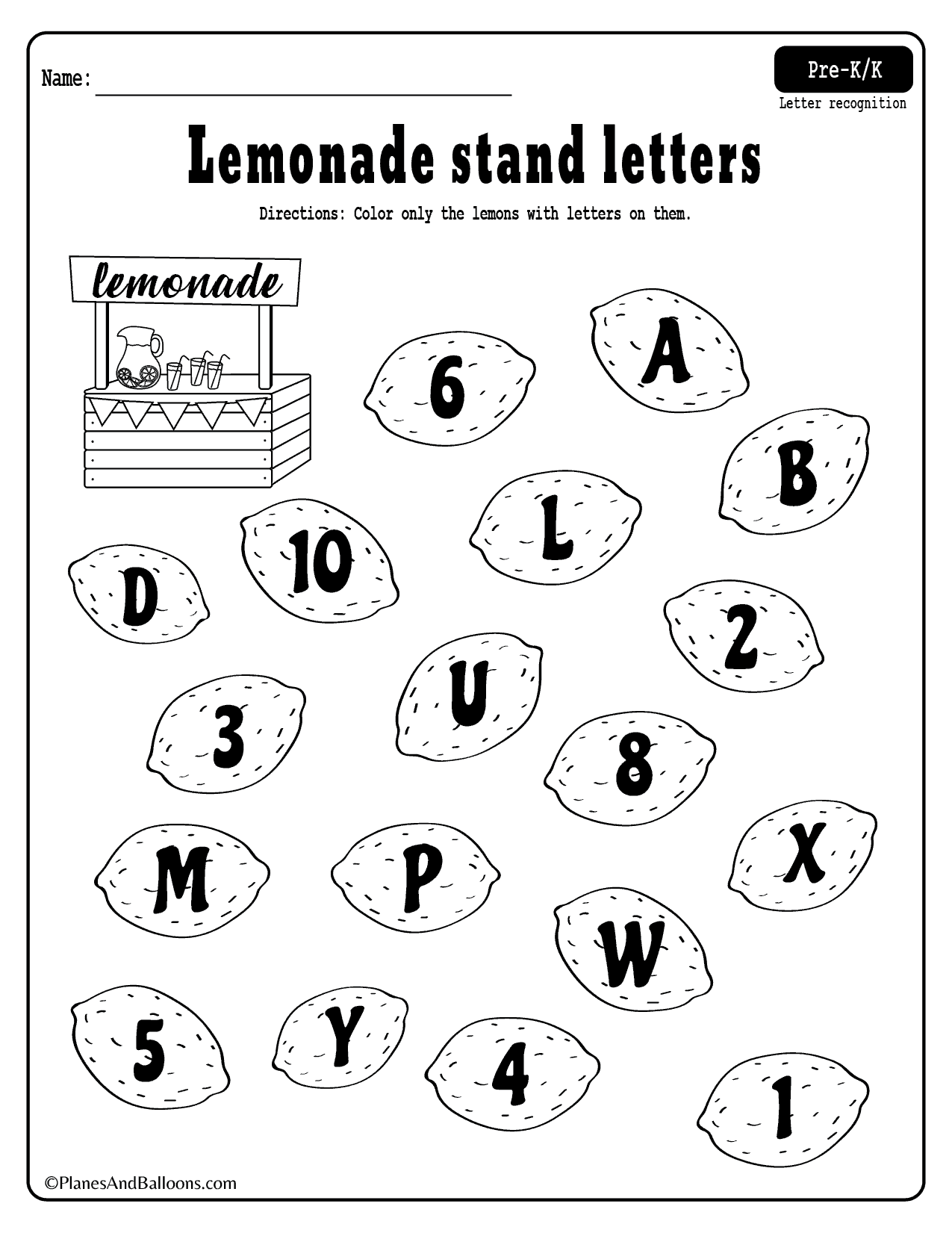 Summer Lemonade Fun Letter Recognition Worksheets Pdf Set For FREE 