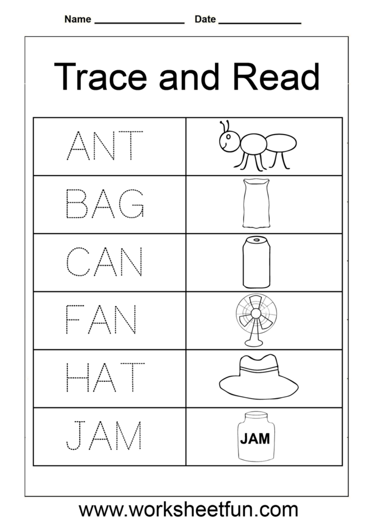 Tracing Three Letter Words Worksheets