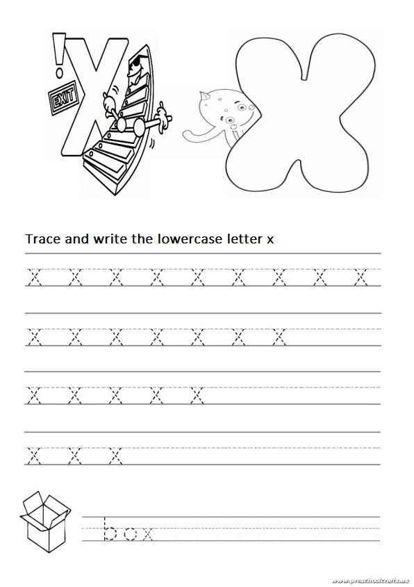 Trace And Write The Lowercase Letter X Worksheet For 1st Grade And 