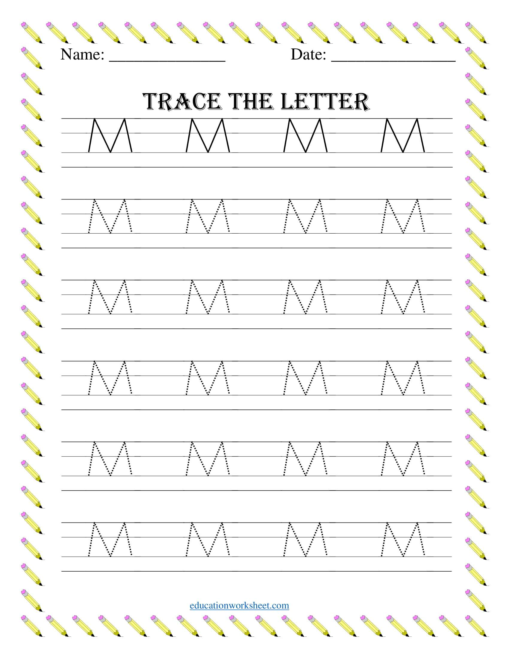 Trace Capital Letter M Worksheet Education Worksheet