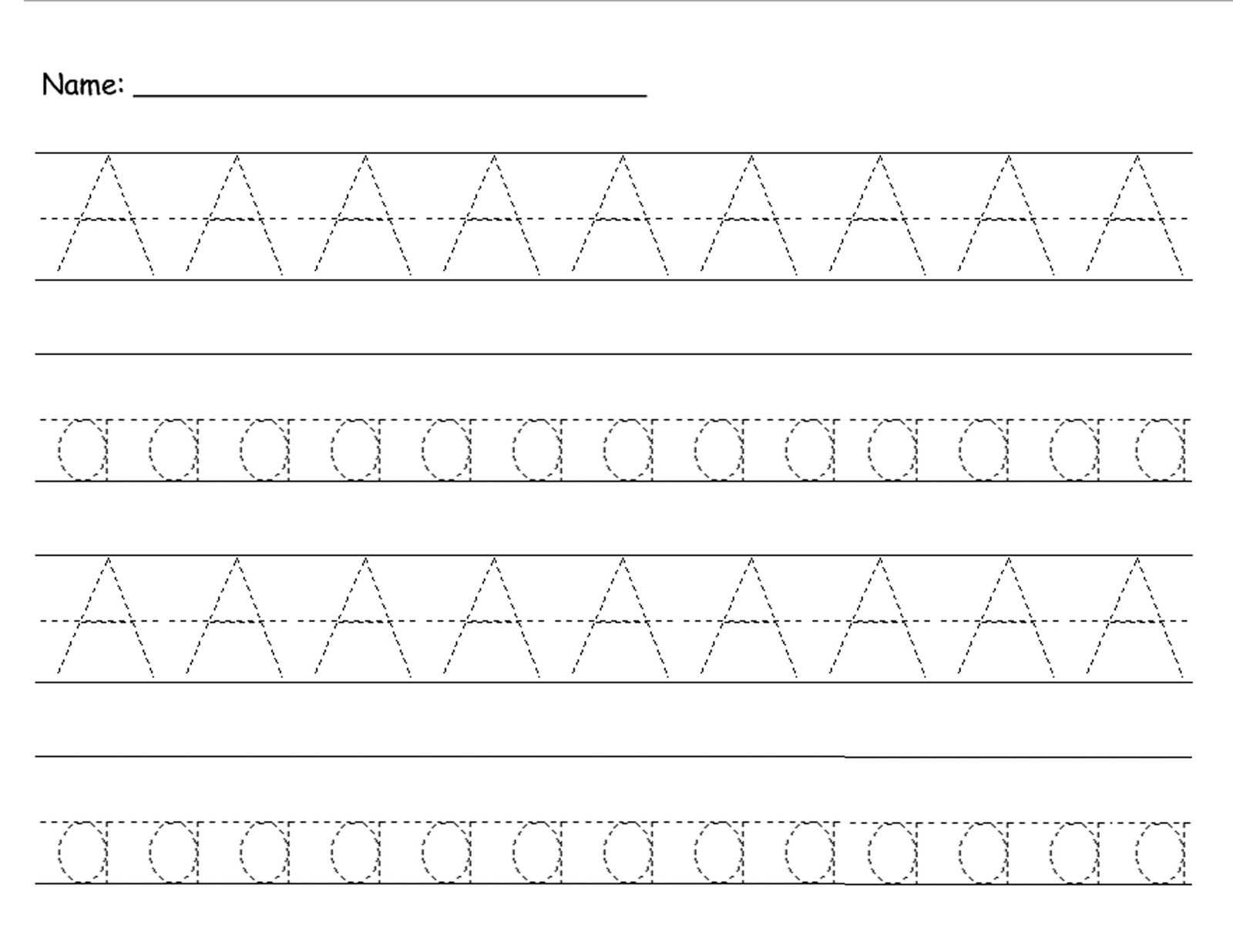 Trace Letter A Sheets To Print Activity Shelter