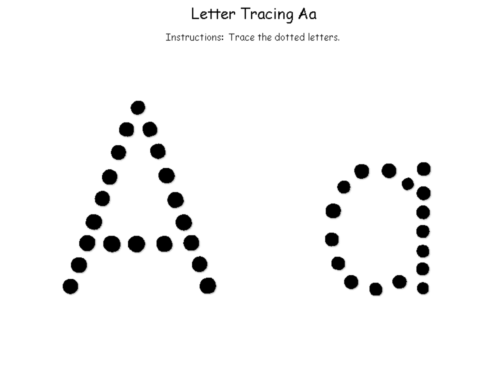 Trace Letter A Sheets To Print Activity Shelter