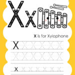 Trace Letter Alphabet X Exercise With Cartoon Vocabulary Illustration