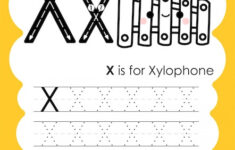 Trace Letter Alphabet X Exercise With Cartoon Vocabulary Illustration
