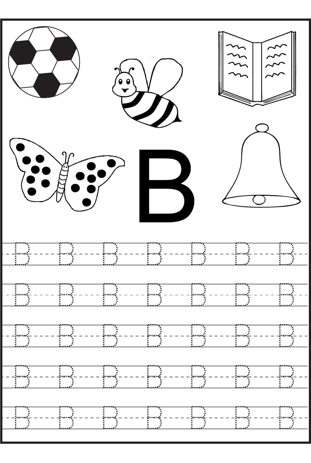 Trace Letter B Worksheets Activity Shelter