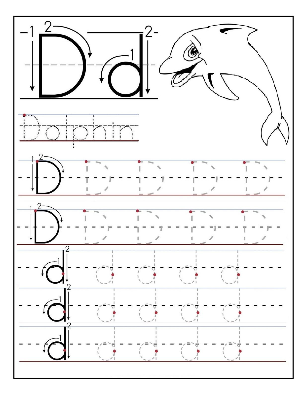 Trace Letter D Worksheets Tracing Worksheets Preschool Alphabet 