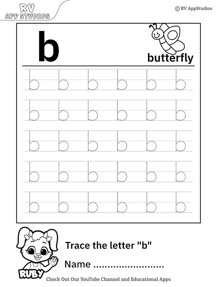 Trace Lowercase Letter b Worksheet For FREE 