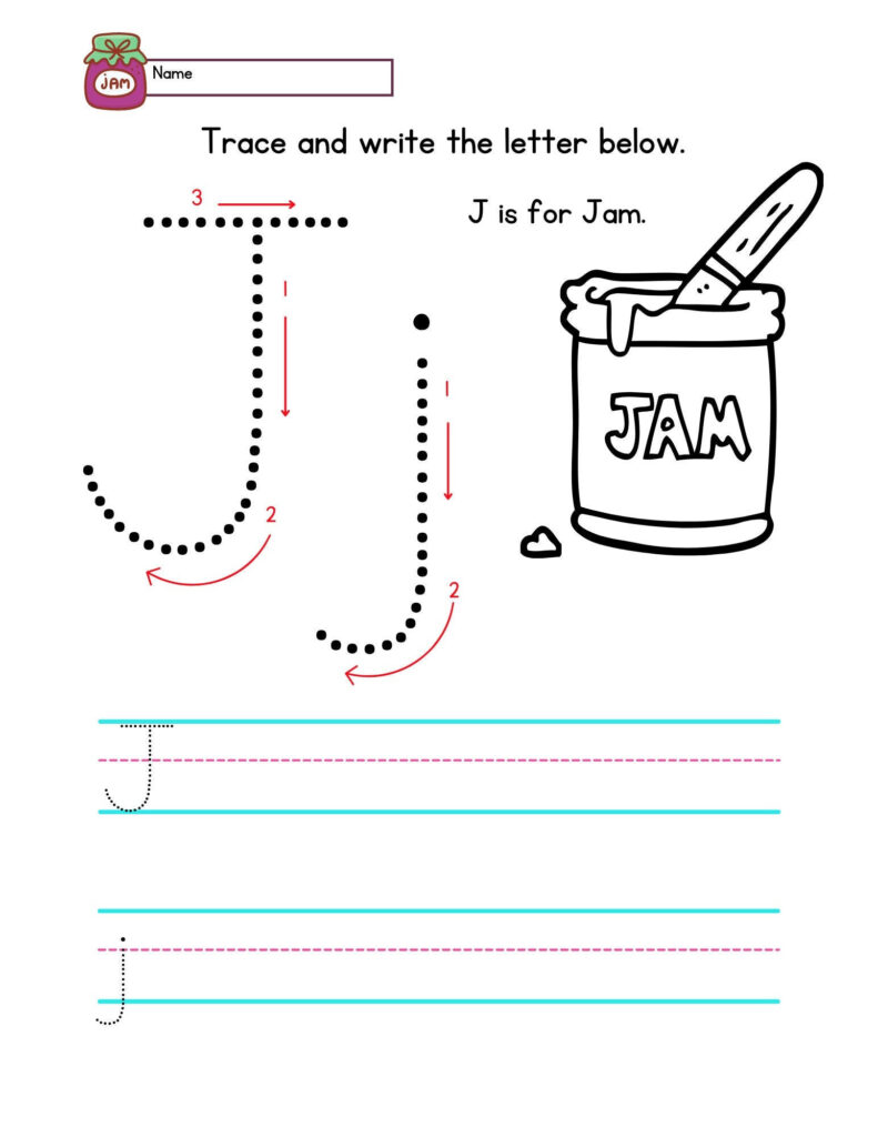 Trace The Letter Jj Worksheet Etsy | Letter Tracing Worksheets