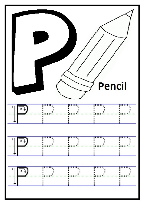 Trace The Uppercase Letter P Is For Pencil Printables Worksheet For 