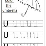 Trace The Uppercase Letter U Worksheet And Color The Umbrella