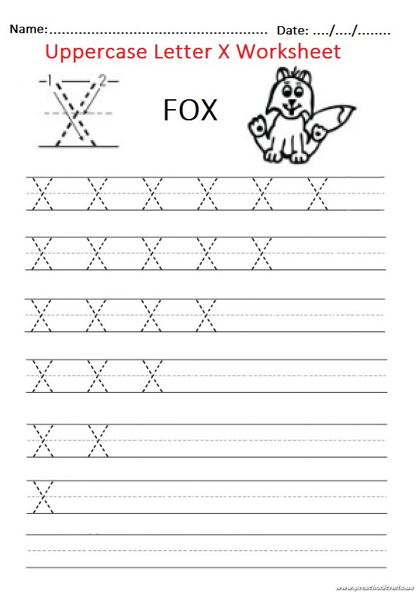 Trace The Uppercase Letter X Worksheet For Firstgrade And Kindergarten 
