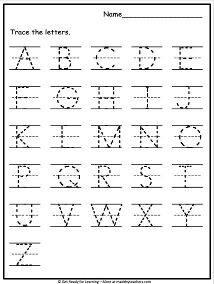 Uppercase Letter Tracing Worksheets