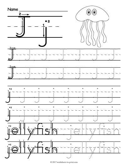 Tracing Letter J Worksheet