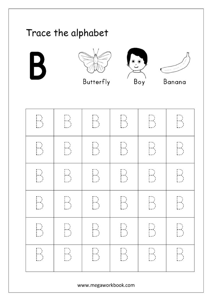 Capital Letter B Tracing Worksheets