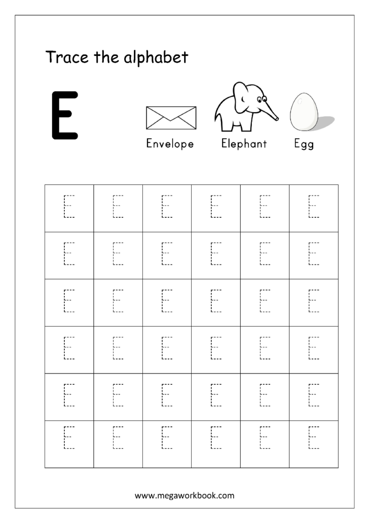 Capital Letter E Tracing Worksheets