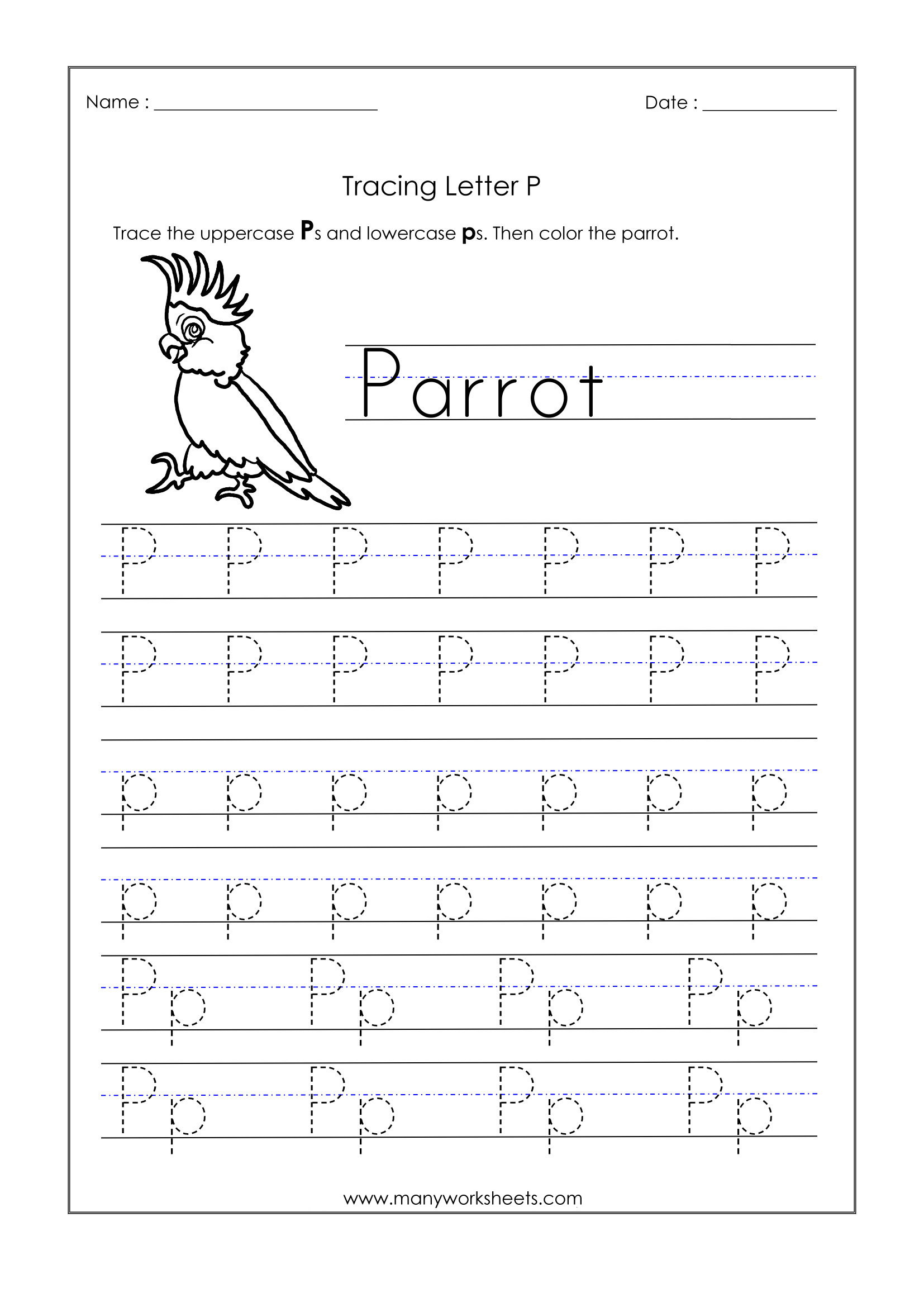 Tracing The Letter P Worksheet Dot To Dot Name Tracing Website