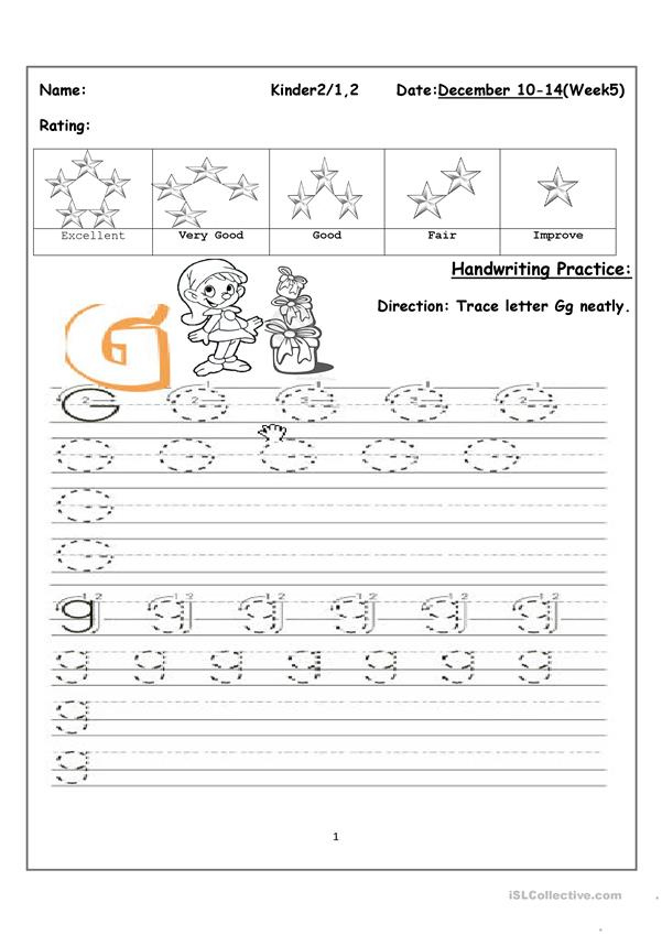 Tracing Uppercase And Lowercase Letter Gg English ESL Worksheets For 