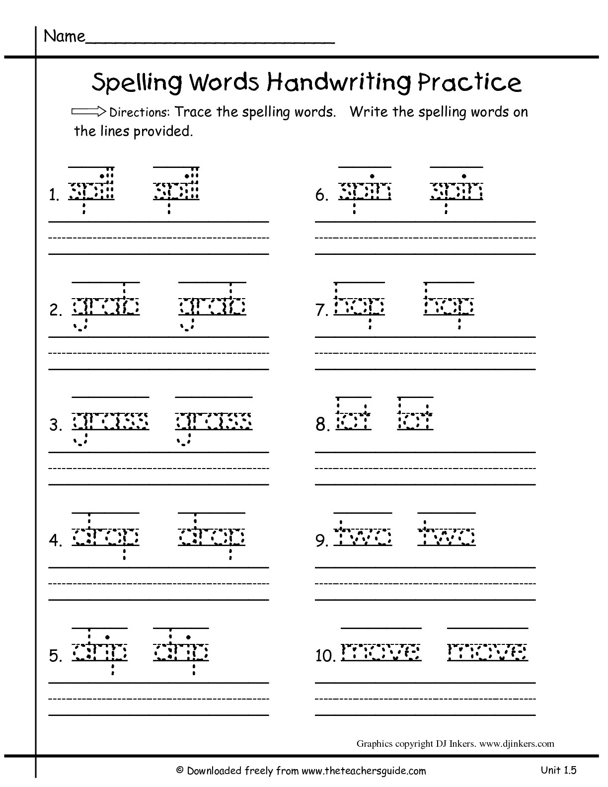 Tracing Words Worksheets 1st Grade AlphabetWorksheetsFree